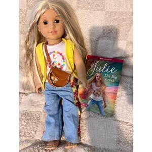 American Girl JULIE Albright DOLL 18" And BOOK 70's Hippie Boho chic Groovy